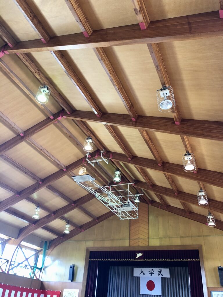 特別支援学校の体育館の天井